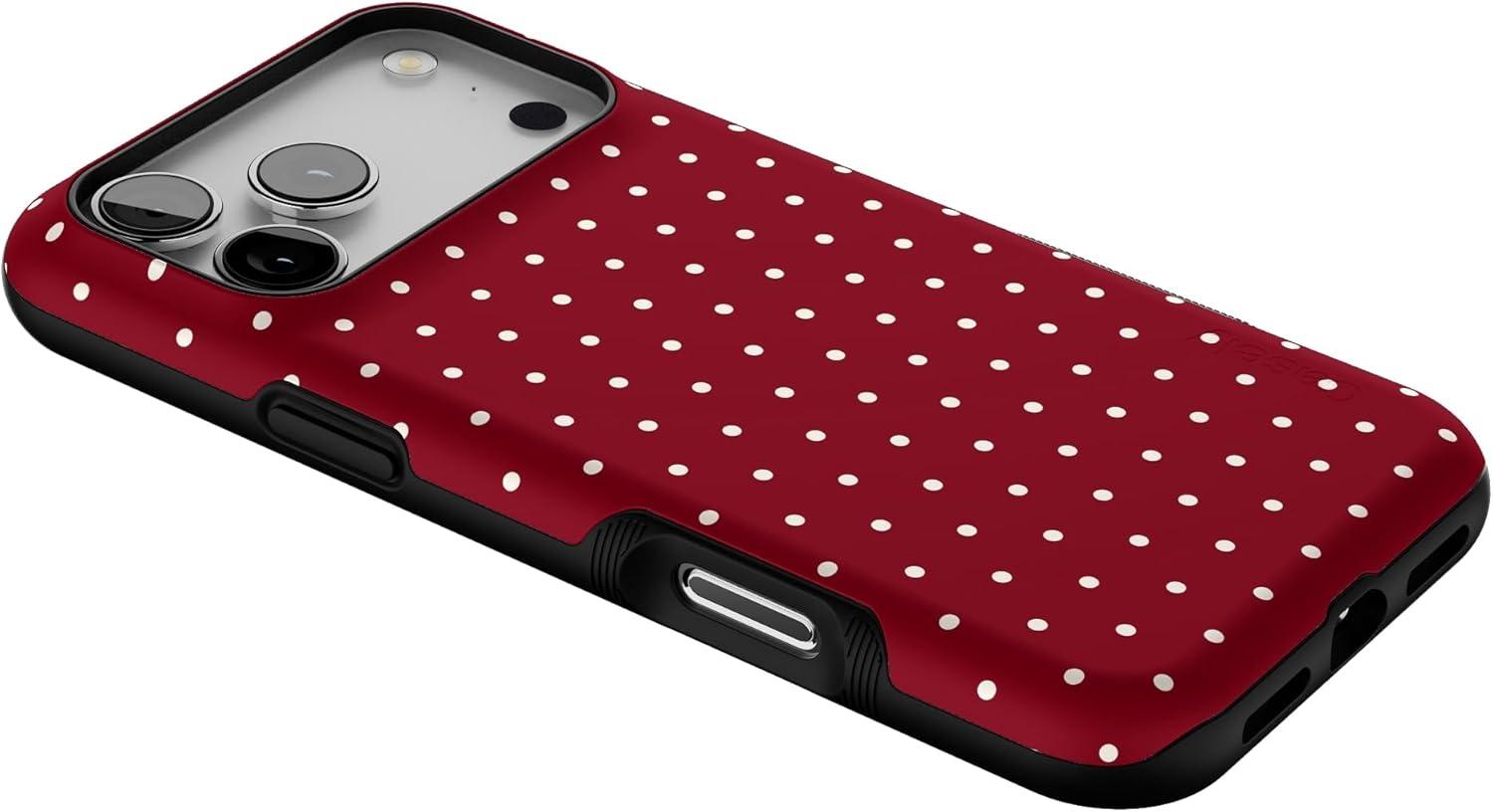 imageCasely iPhone 17 Pro Max Case  On The Dot  Maroon Polka Dot  Compatible with MagSafe  Bold Protective Design