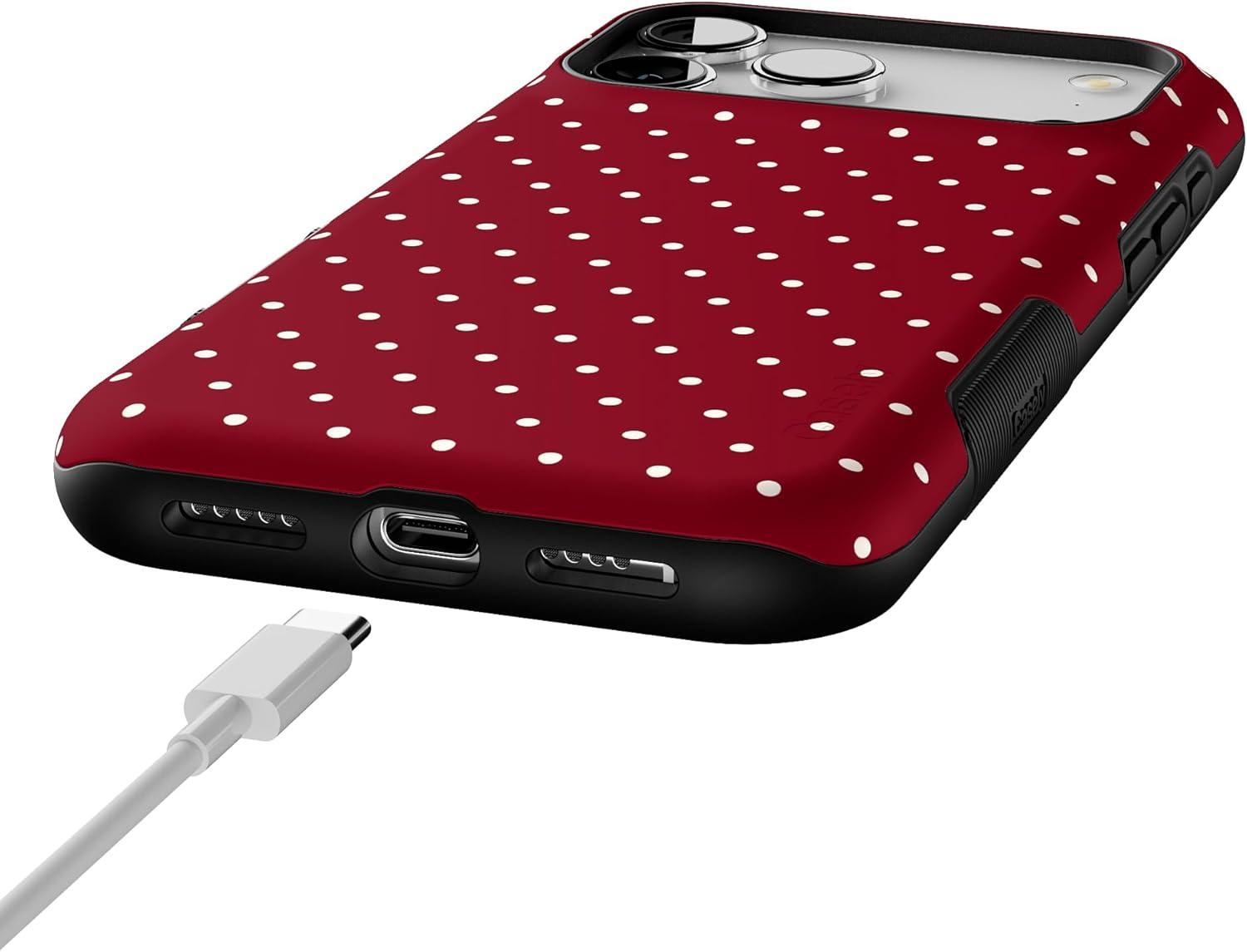 imageCasely iPhone 17 Pro Max Case  On The Dot  Maroon Polka Dot  Compatible with MagSafe  Bold Protective Design
