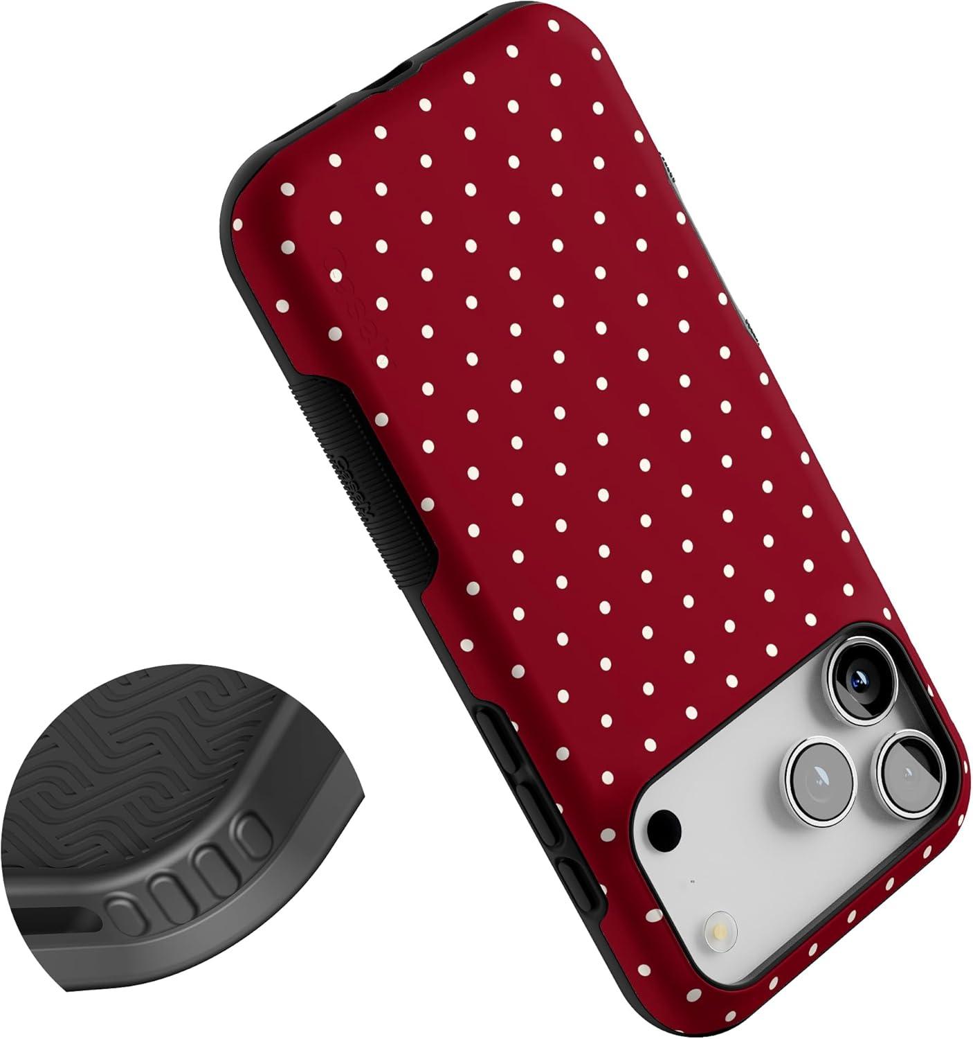 imageCasely iPhone 17 Pro Max Case  On The Dot  Maroon Polka Dot  Compatible with MagSafe  Bold Protective Design