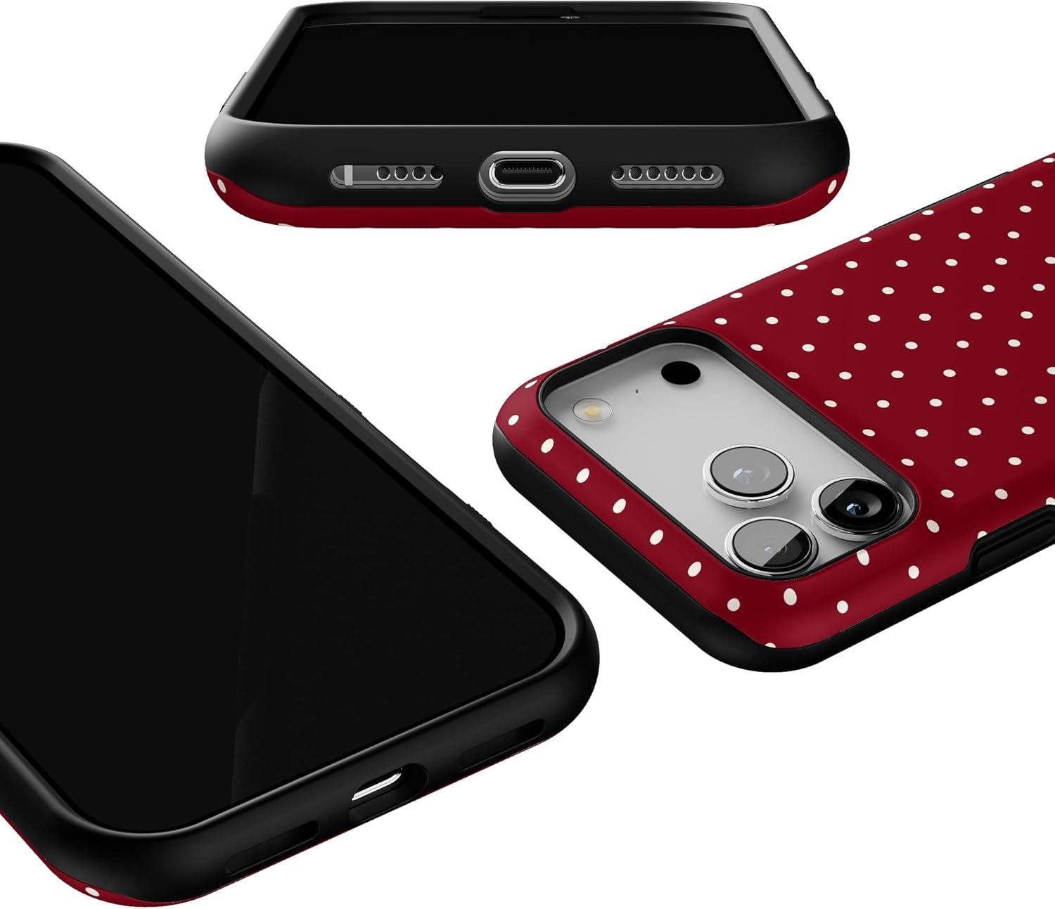 imageCasely iPhone 17 Pro Max Case  On The Dot  Maroon Polka Dot  Compatible with MagSafe  Bold Protective Design
