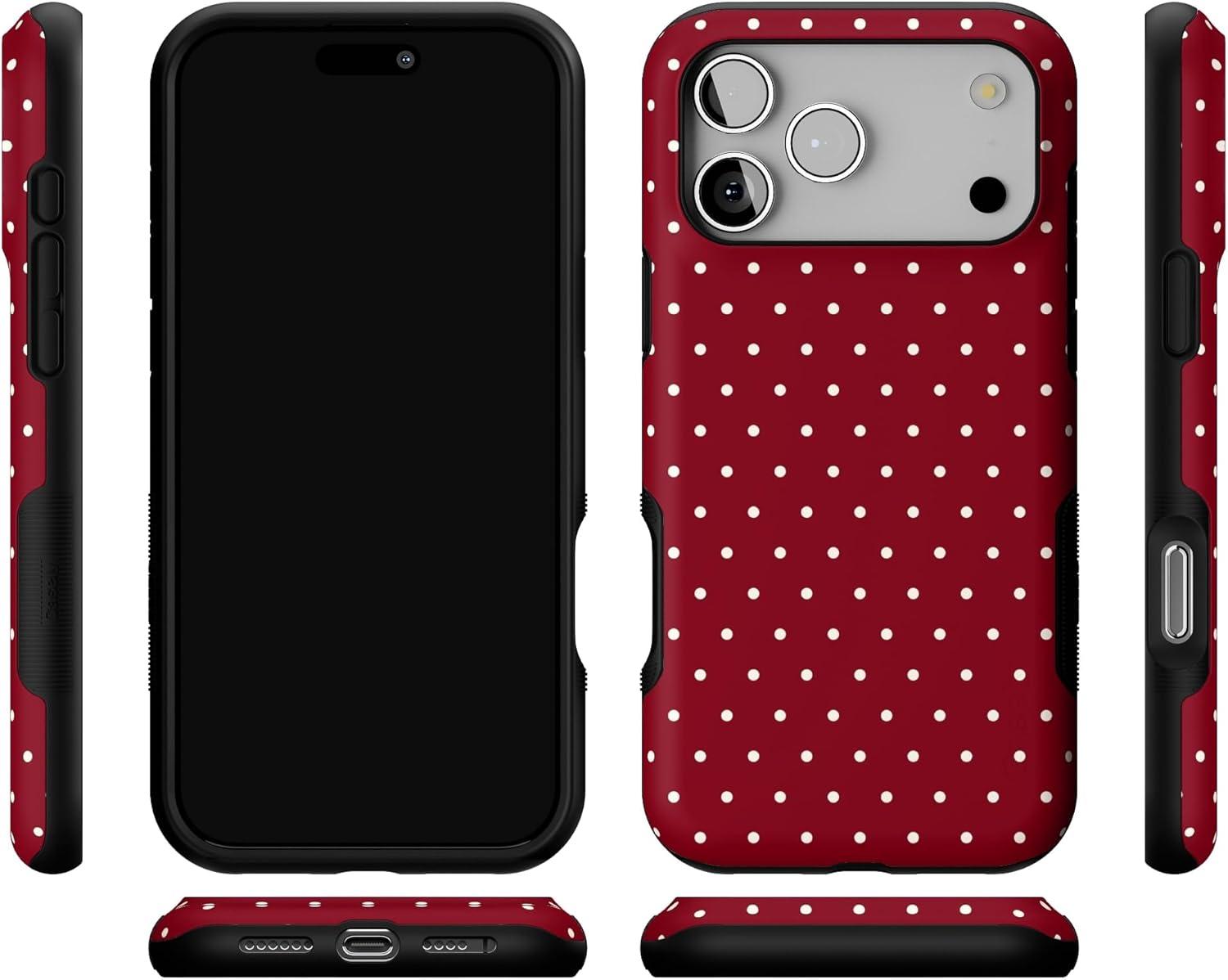 imageCasely iPhone 17 Pro Max Case  On The Dot  Maroon Polka Dot  Compatible with MagSafe  Bold Protective Design