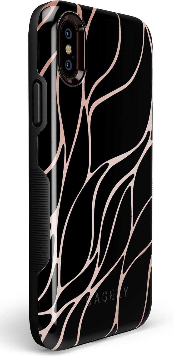 imageCasely iPhone XXS Case  Make Your Mark  Crayola Paint CaseBlack and Gold Metallic Waves