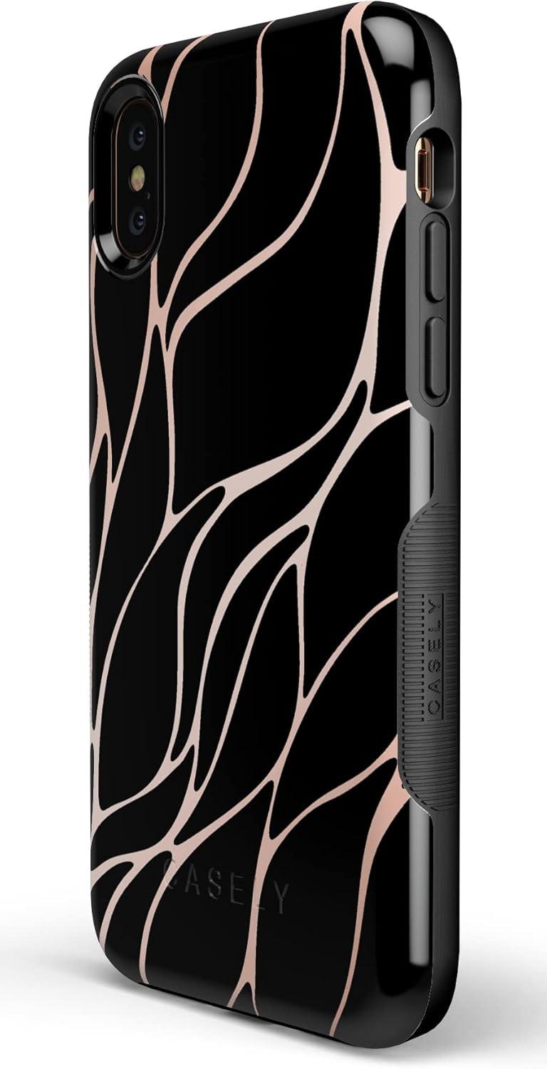 imageCasely iPhone XXS Case  Make Your Mark  Crayola Paint CaseBlack and Gold Metallic Waves