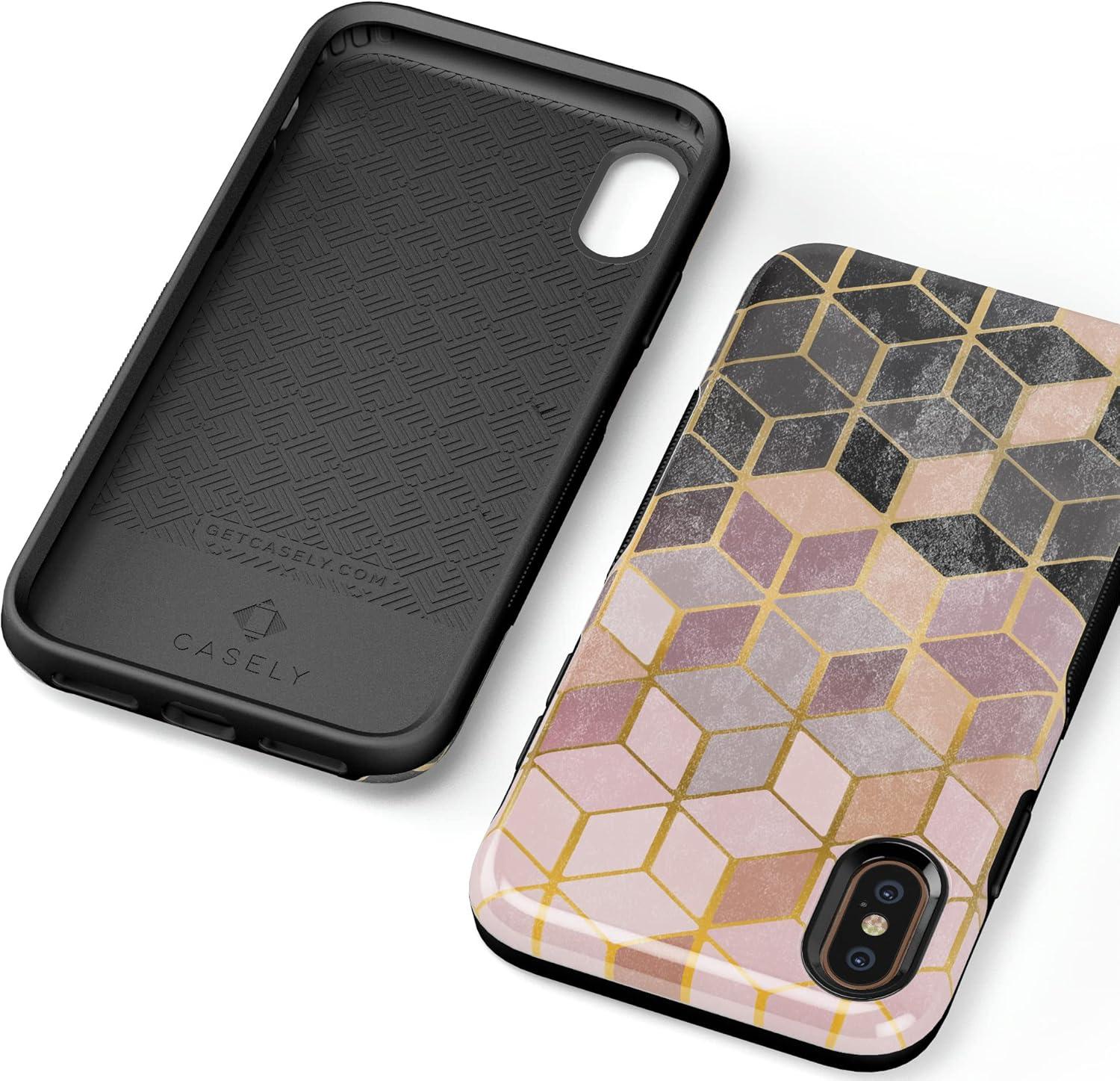 imageCasely iPhone XXS Case  Make Your Mark  Crayola Paint CaseGeo Rose Gold Marble