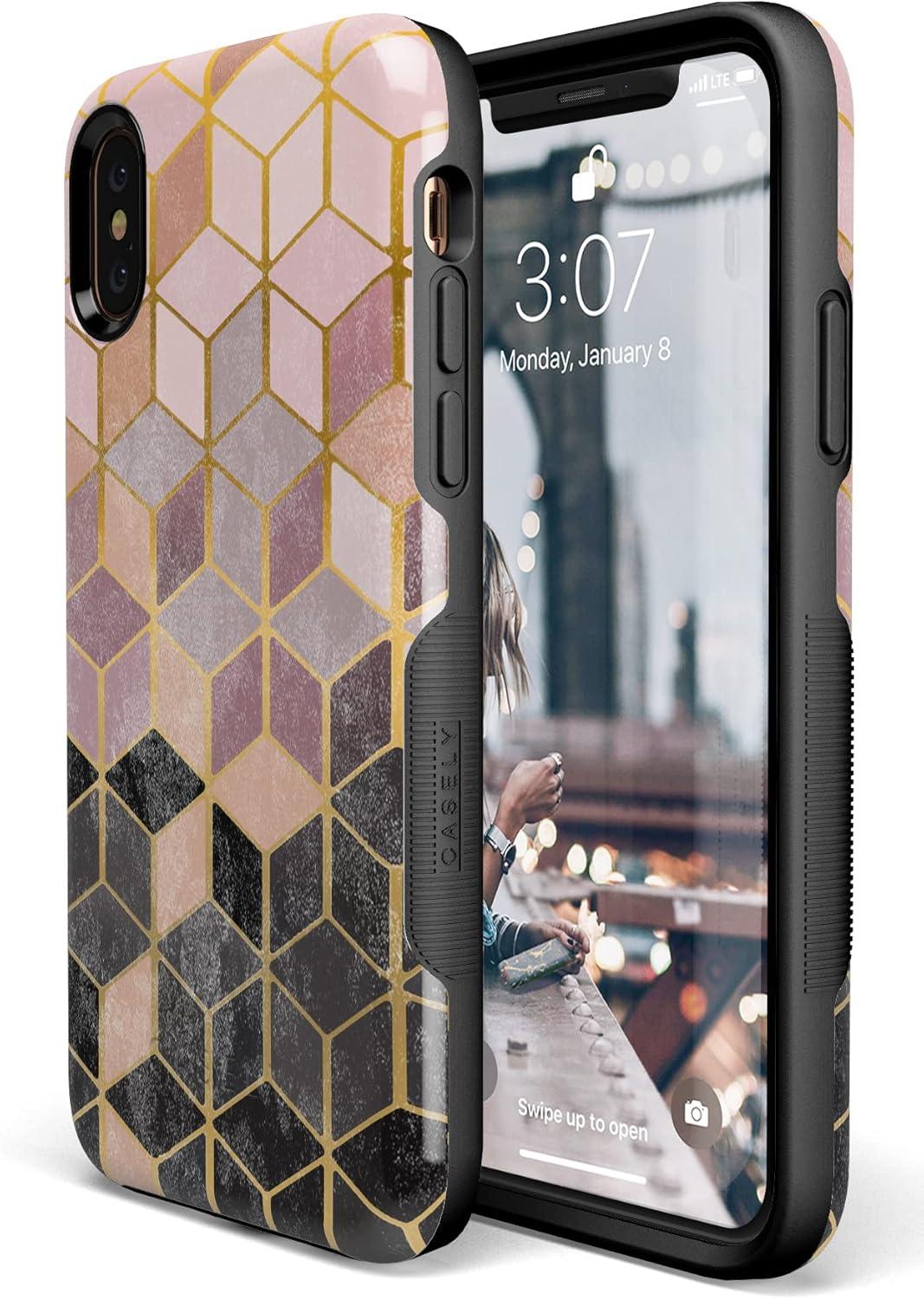 imageCasely iPhone XXS Case  Make Your Mark  Crayola Paint CaseGeo Rose Gold Marble