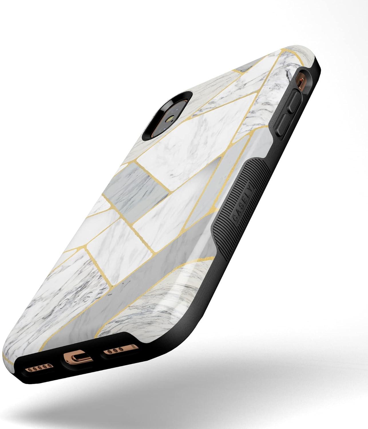 imageCasely iPhone XXS Case  Make Your Mark  Crayola Paint CaseGeo White and Gold Marble