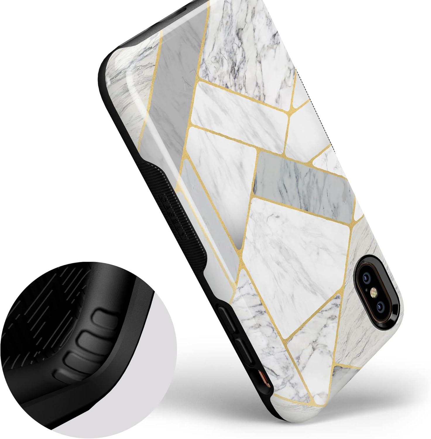 imageCasely iPhone XXS Case  Make Your Mark  Crayola Paint CaseGeo White and Gold Marble