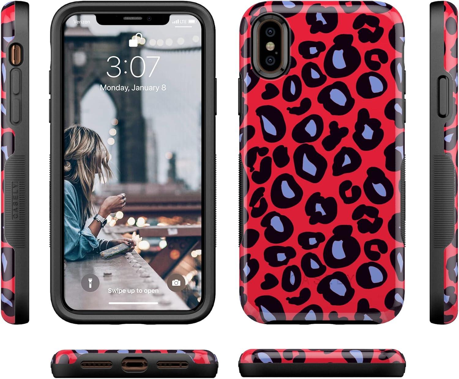 imageCasely iPhone XXS Case  Make Your Mark  Crayola Paint CaseInto the Wild  Red  Blue Leopard