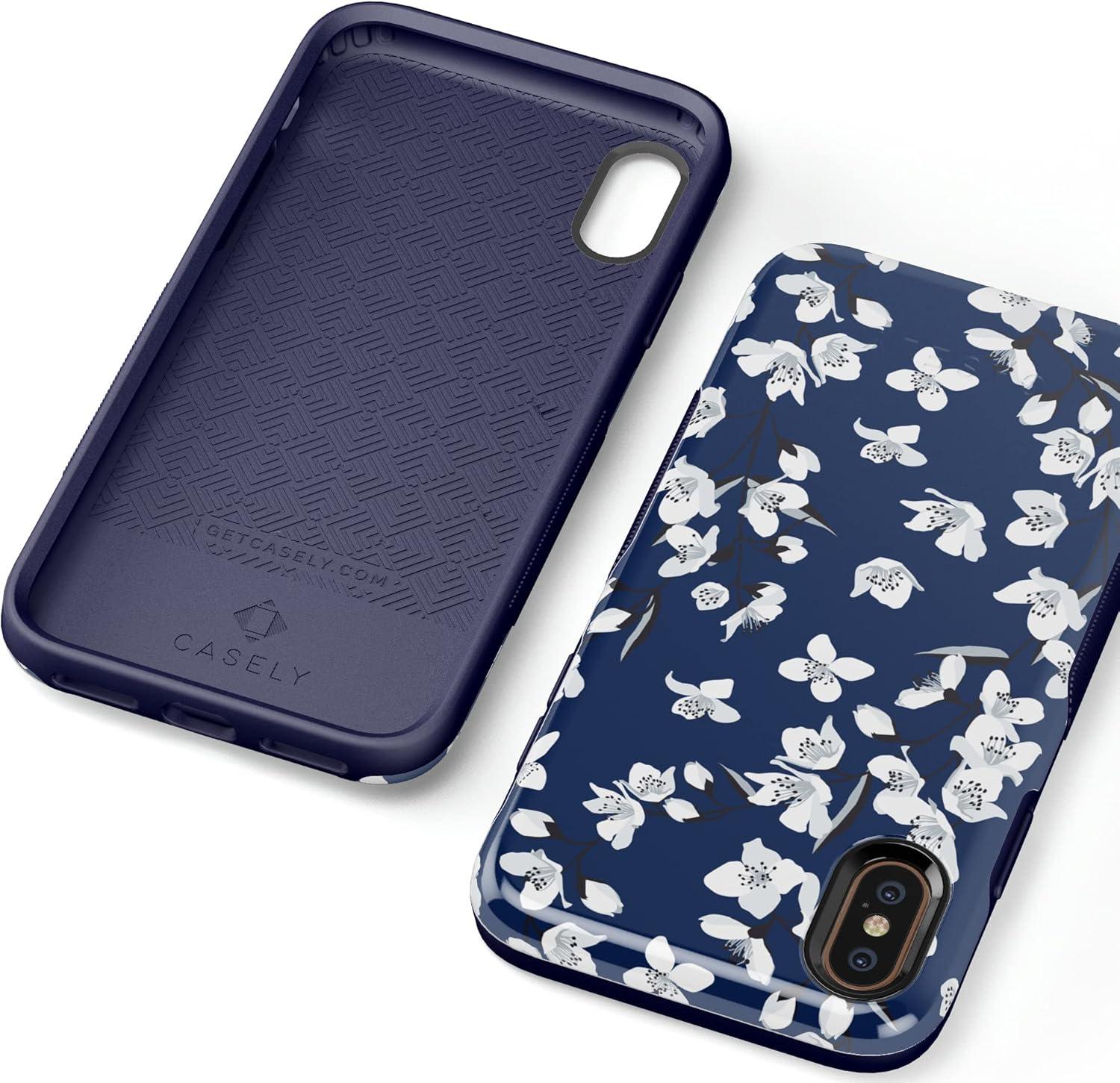 imageCasely iPhone XXS Case  Make Your Mark  Crayola Paint CaseNavy Cherry Blossom Floral