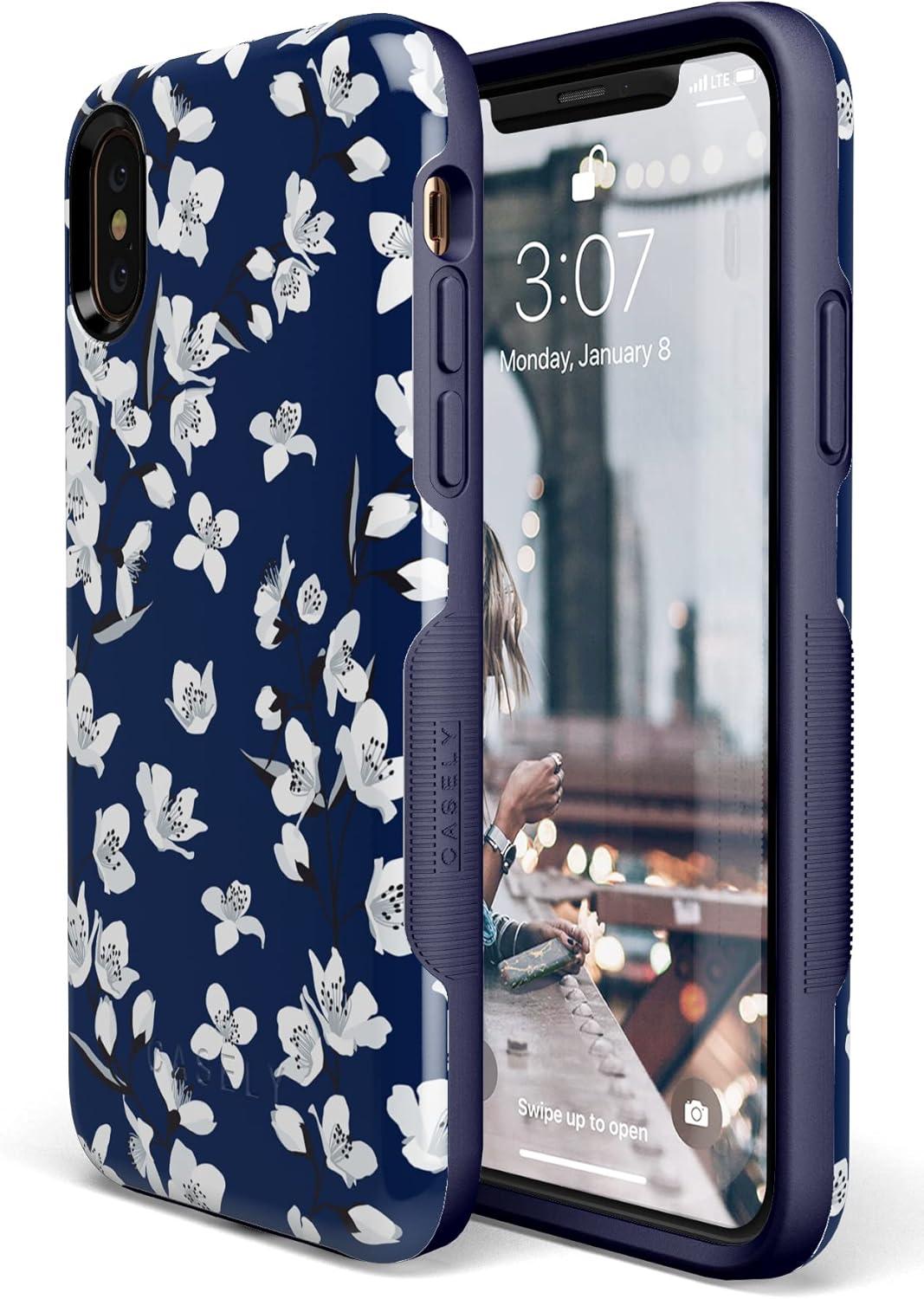 imageCasely iPhone XXS Case  Make Your Mark  Crayola Paint CaseNavy Cherry Blossom Floral