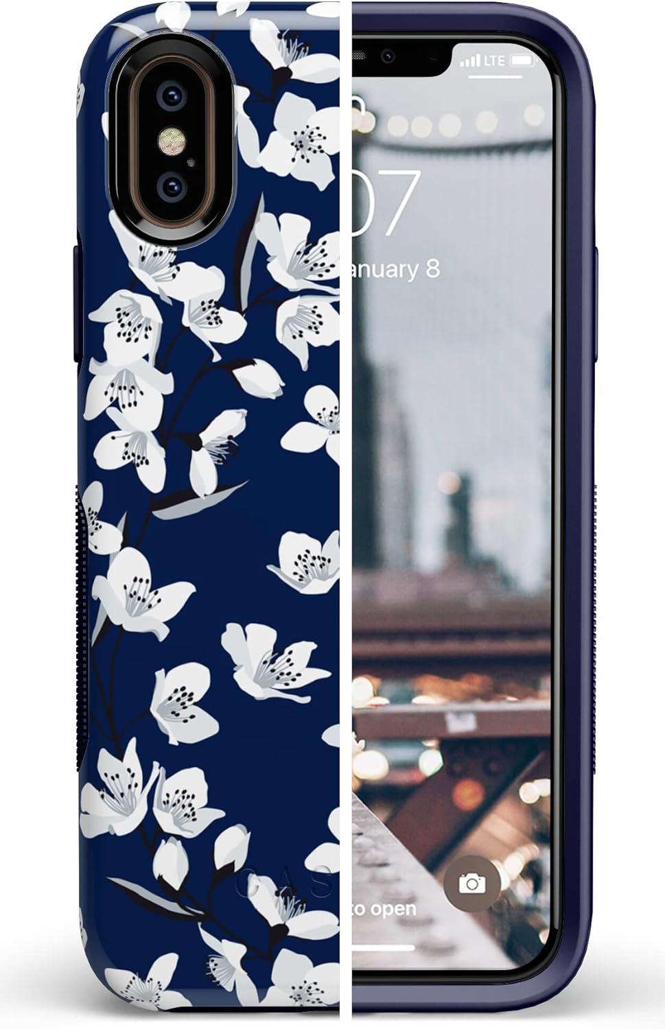 imageCasely iPhone XXS Case  Make Your Mark  Crayola Paint CaseNavy Cherry Blossom Floral