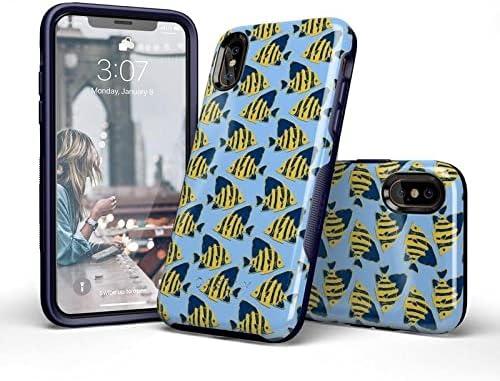 imageCasely iPhone XXS Case  Make Your Mark  Crayola Paint CaseSomethings Fishy Navy Blue  Yellow Fish