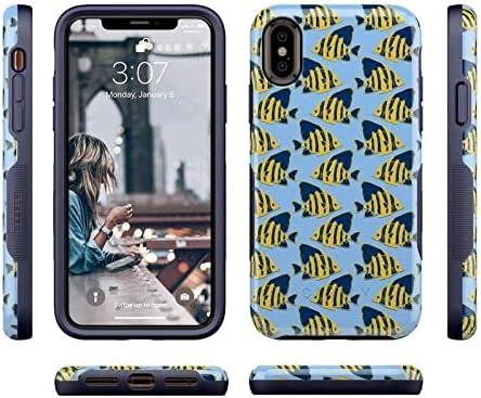 imageCasely iPhone XXS Case  Make Your Mark  Crayola Paint CaseSomethings Fishy Navy Blue  Yellow Fish