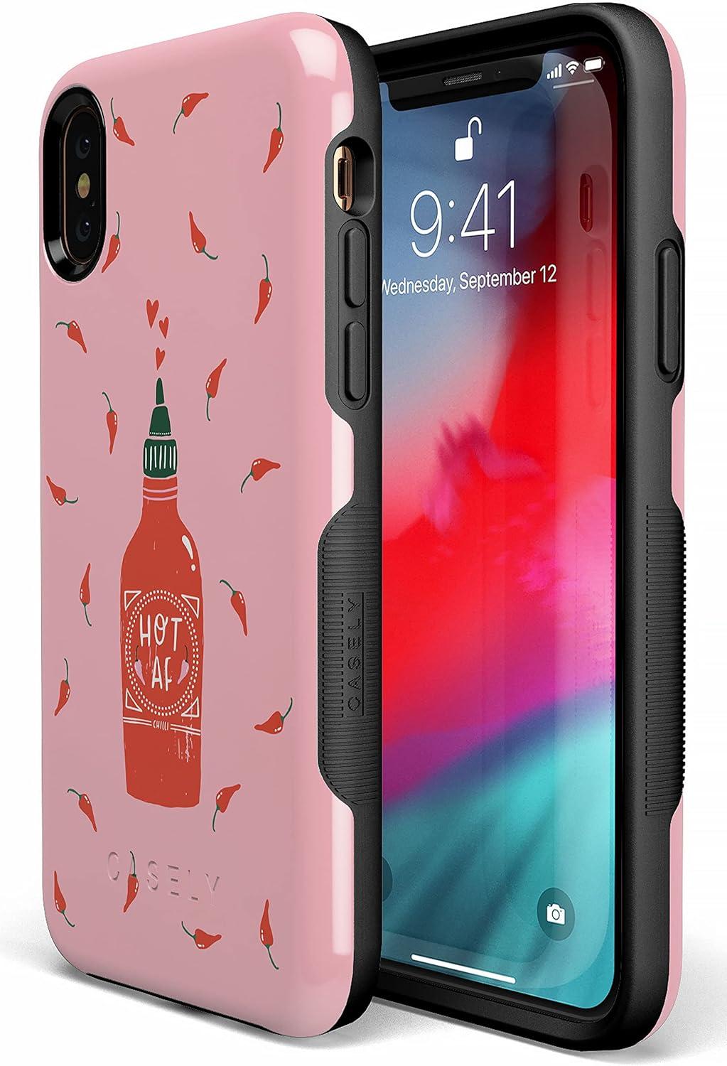 imageCasely iPhone XXS Case  Make Your Mark  Crayola Paint CaseSpicy AF  Pink Chili Hot Sauce