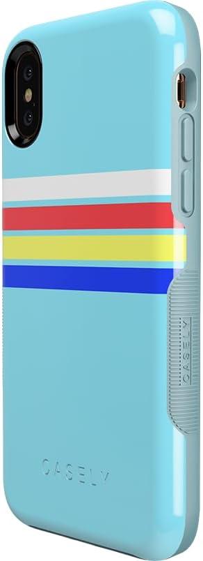 imageCasely iPhone XXS Case  Make Your Mark  Crayola Paint CaseTeal Rainbow Stripes Color Block