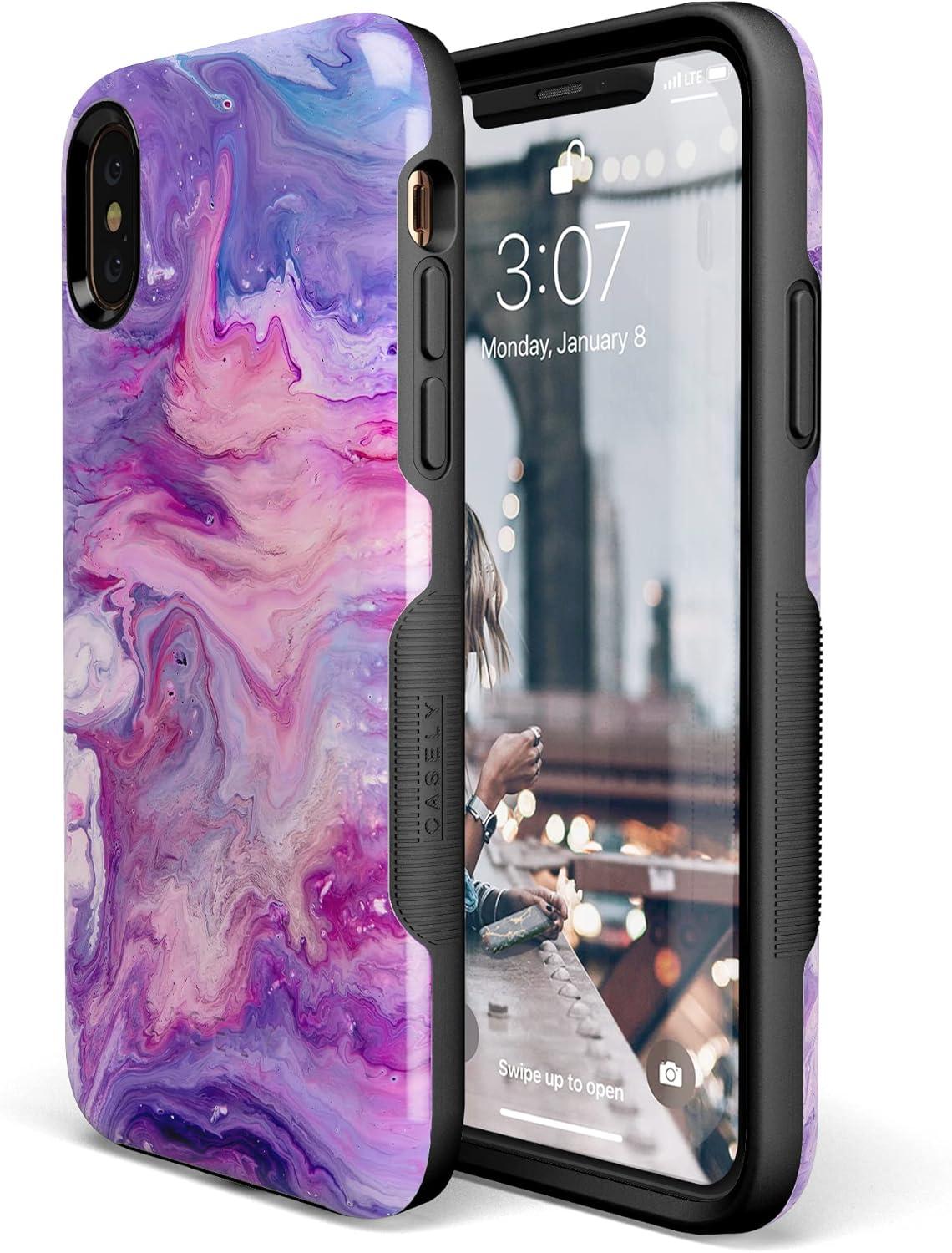 imageCasely iPhone XXS Case  Make Your Mark  Crayola Paint CaseTie Dying Over You Purple Marble