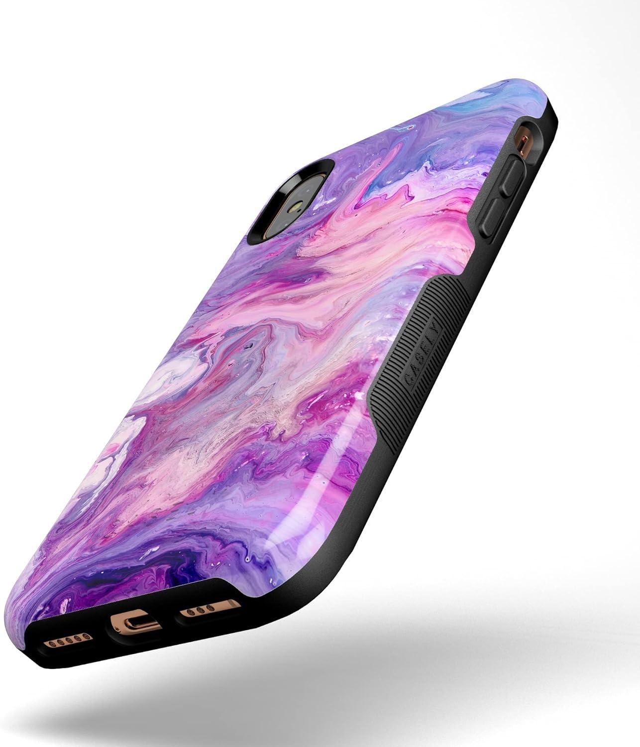 imageCasely iPhone XXS Case  Make Your Mark  Crayola Paint CaseTie Dying Over You Purple Marble