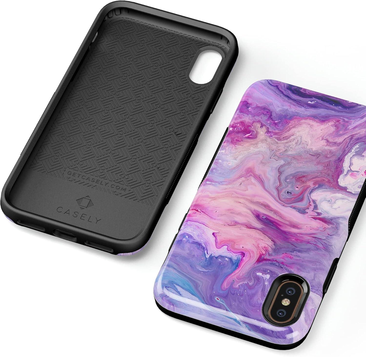 imageCasely iPhone XXS Case  Make Your Mark  Crayola Paint CaseTie Dying Over You Purple Marble