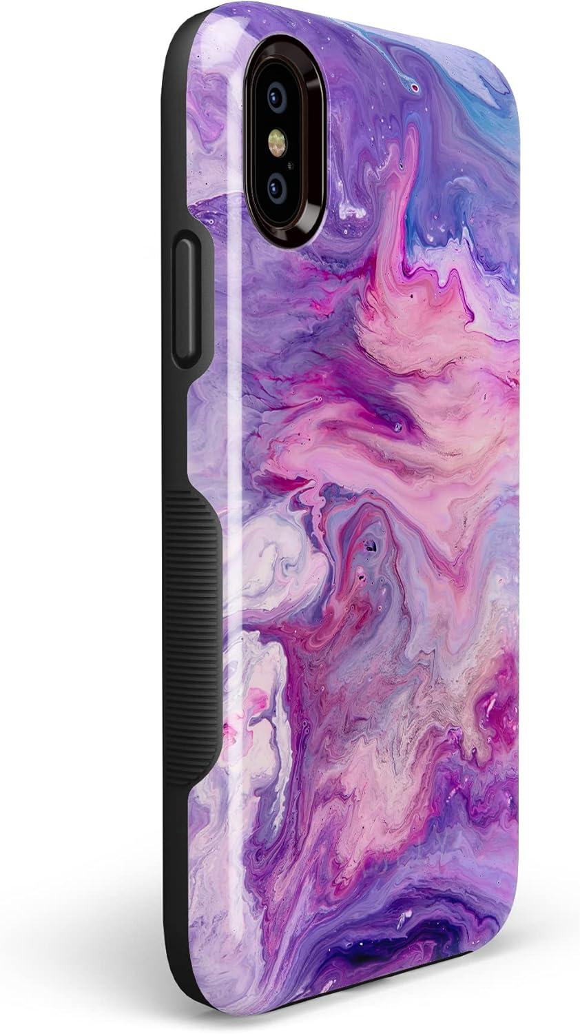 imageCasely iPhone XXS Case  Make Your Mark  Crayola Paint CaseTie Dying Over You Purple Marble