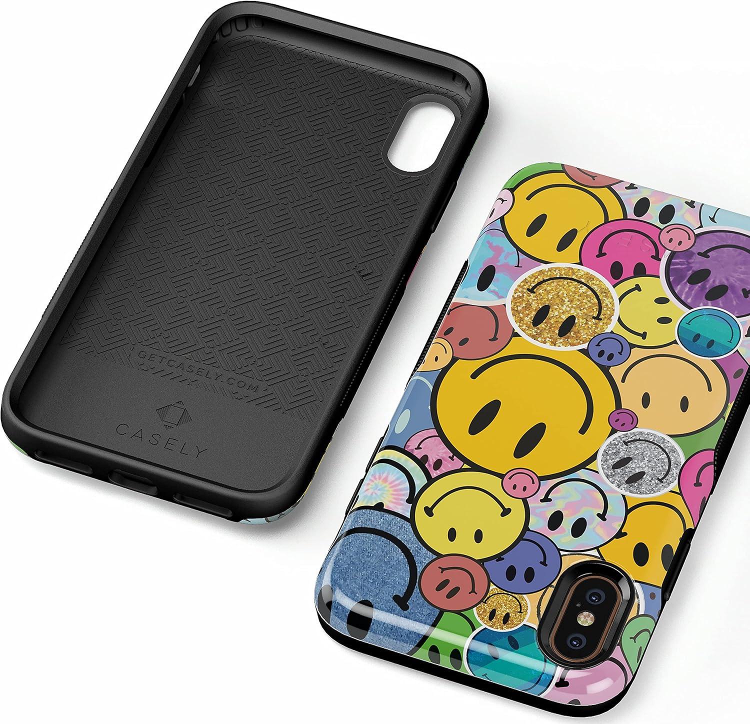 imageCasely iPhone Xs Max Case  Purple Taupe on Nude  Bold Protective DesignAll Smiles  Smiley Face Sticker