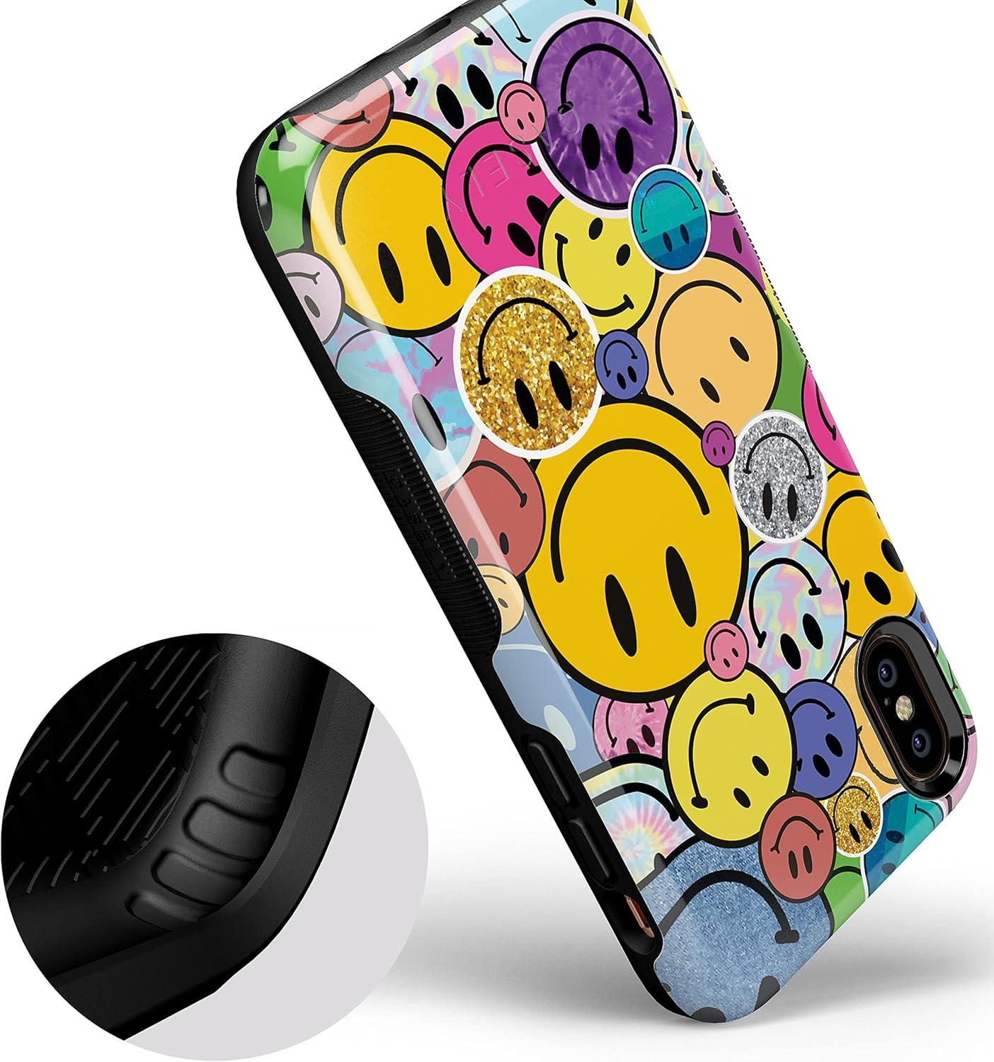 imageCasely iPhone Xs Max Case  Purple Taupe on Nude  Bold Protective DesignAll Smiles  Smiley Face Sticker