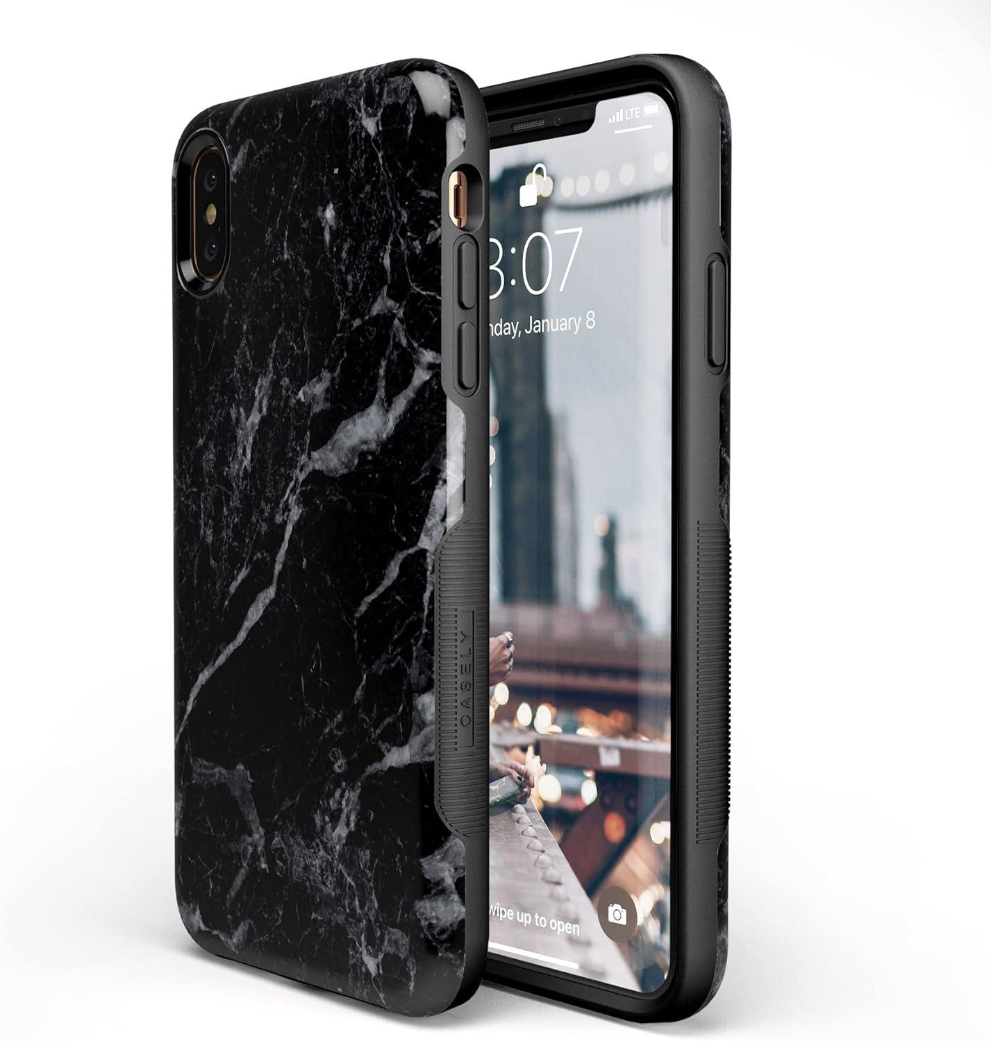 imageCasely iPhone Xs Max Case  Purple Taupe on Nude  Bold Protective DesignBlack Marble