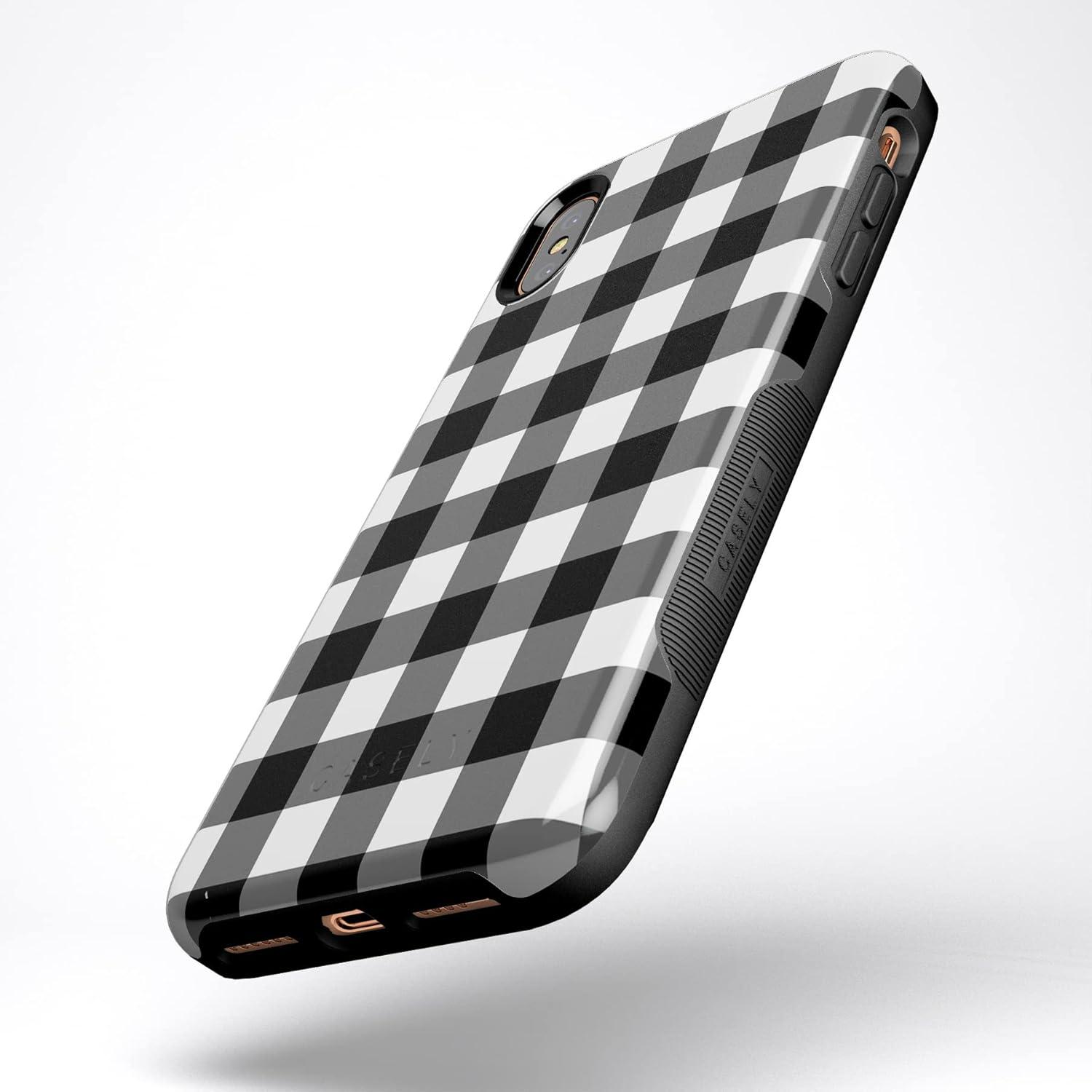 imageCasely iPhone Xs Max Case  Purple Taupe on Nude  Bold Protective DesignCheck Me Out  Checkerboard