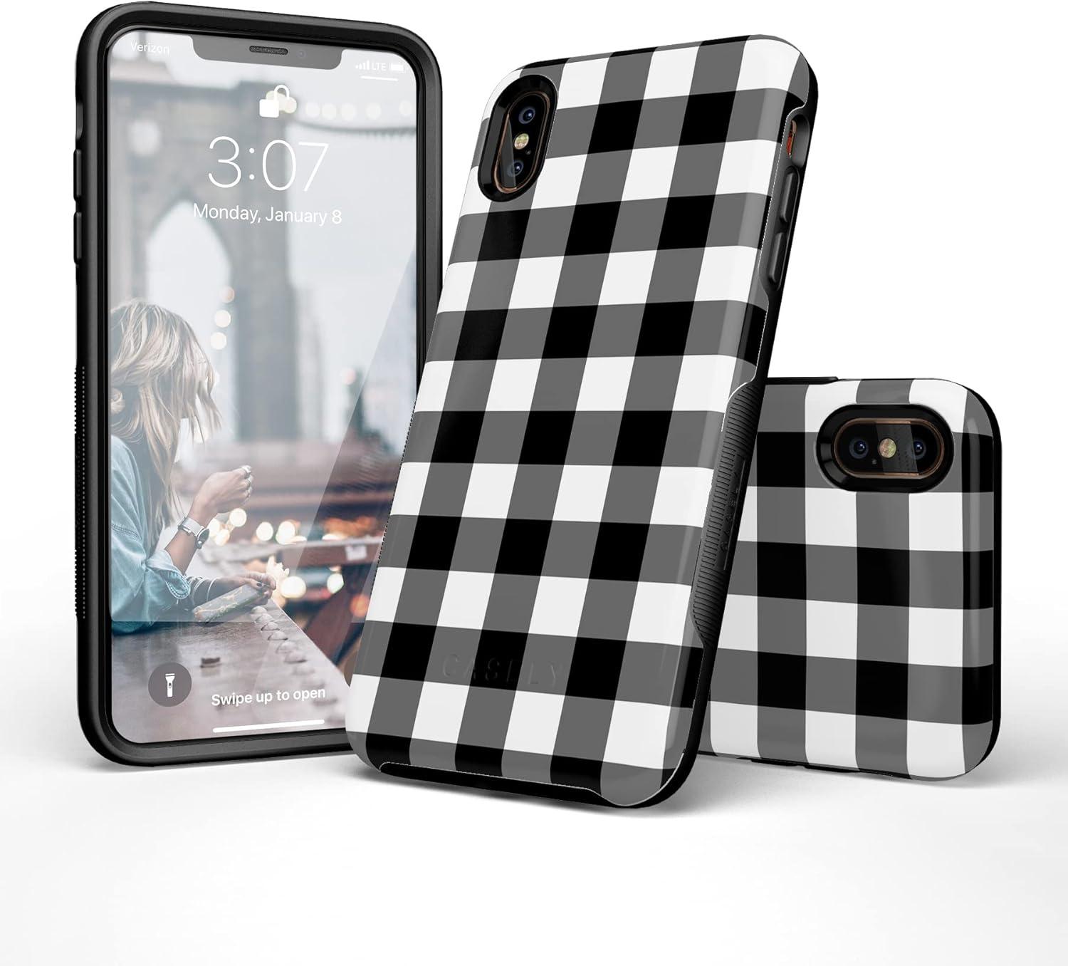 imageCasely iPhone Xs Max Case  Purple Taupe on Nude  Bold Protective DesignCheck Me Out  Checkerboard