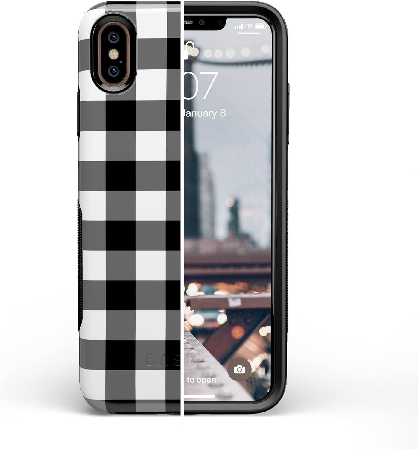 imageCasely iPhone Xs Max Case  Purple Taupe on Nude  Bold Protective DesignCheck Me Out  Checkerboard