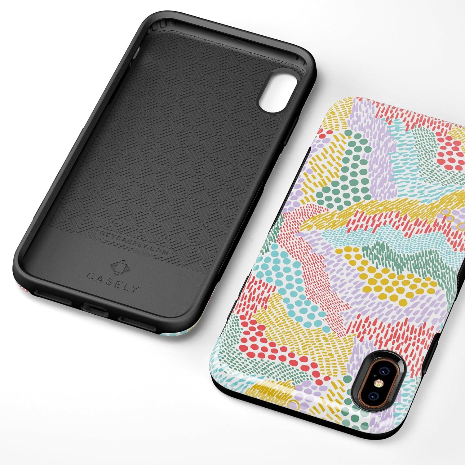 imageCasely iPhone Xs Max Case  Purple Taupe on Nude  Bold Protective DesignColor Me Happy  Pattern Colorblock