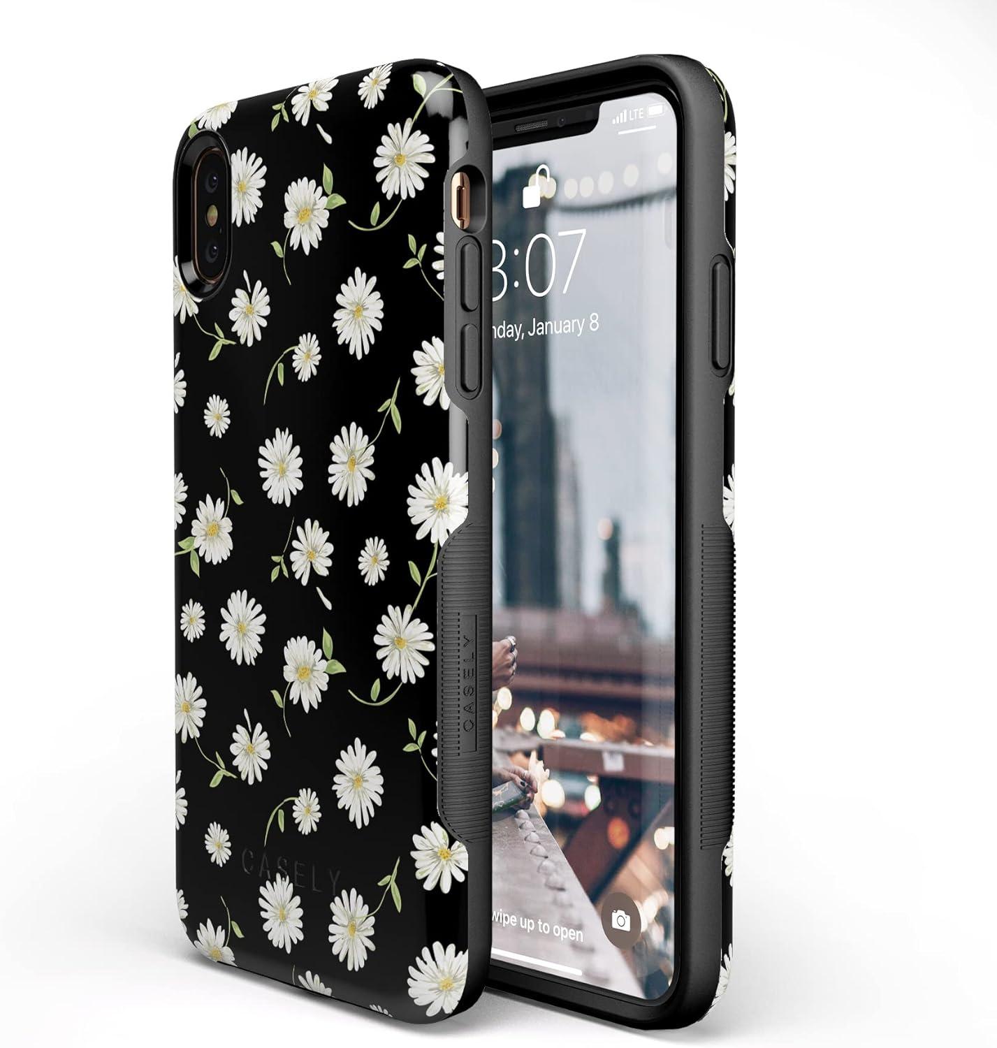 imageCasely iPhone Xs Max Case  Purple Taupe on Nude  Bold Protective DesignDaisy Daydream Black Floral