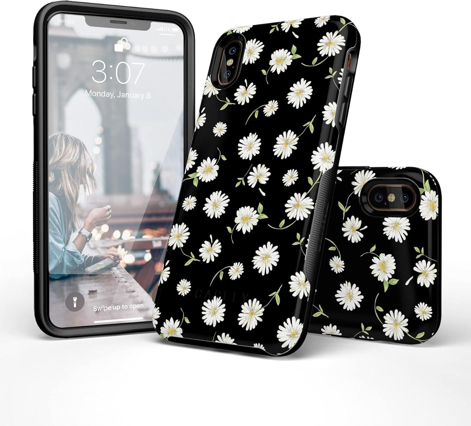 imageCasely iPhone Xs Max Case  Purple Taupe on Nude  Bold Protective DesignDaisy Daydream Black Floral