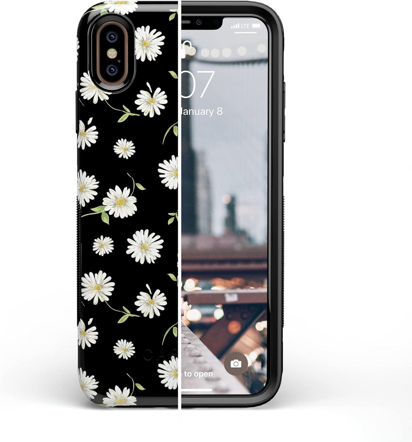imageCasely iPhone Xs Max Case  Purple Taupe on Nude  Bold Protective DesignDaisy Daydream Black Floral