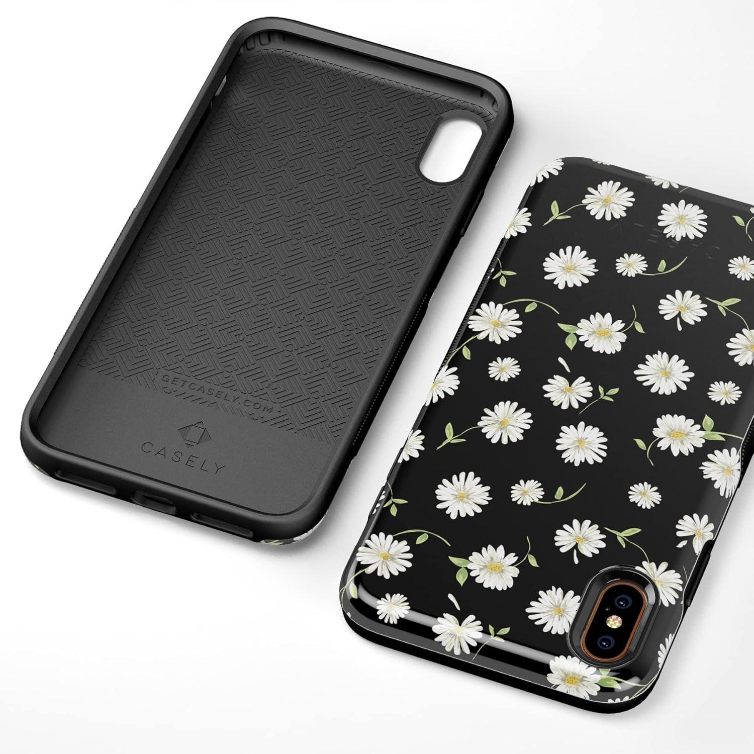imageCasely iPhone Xs Max Case  Purple Taupe on Nude  Bold Protective DesignDaisy Daydream Black Floral