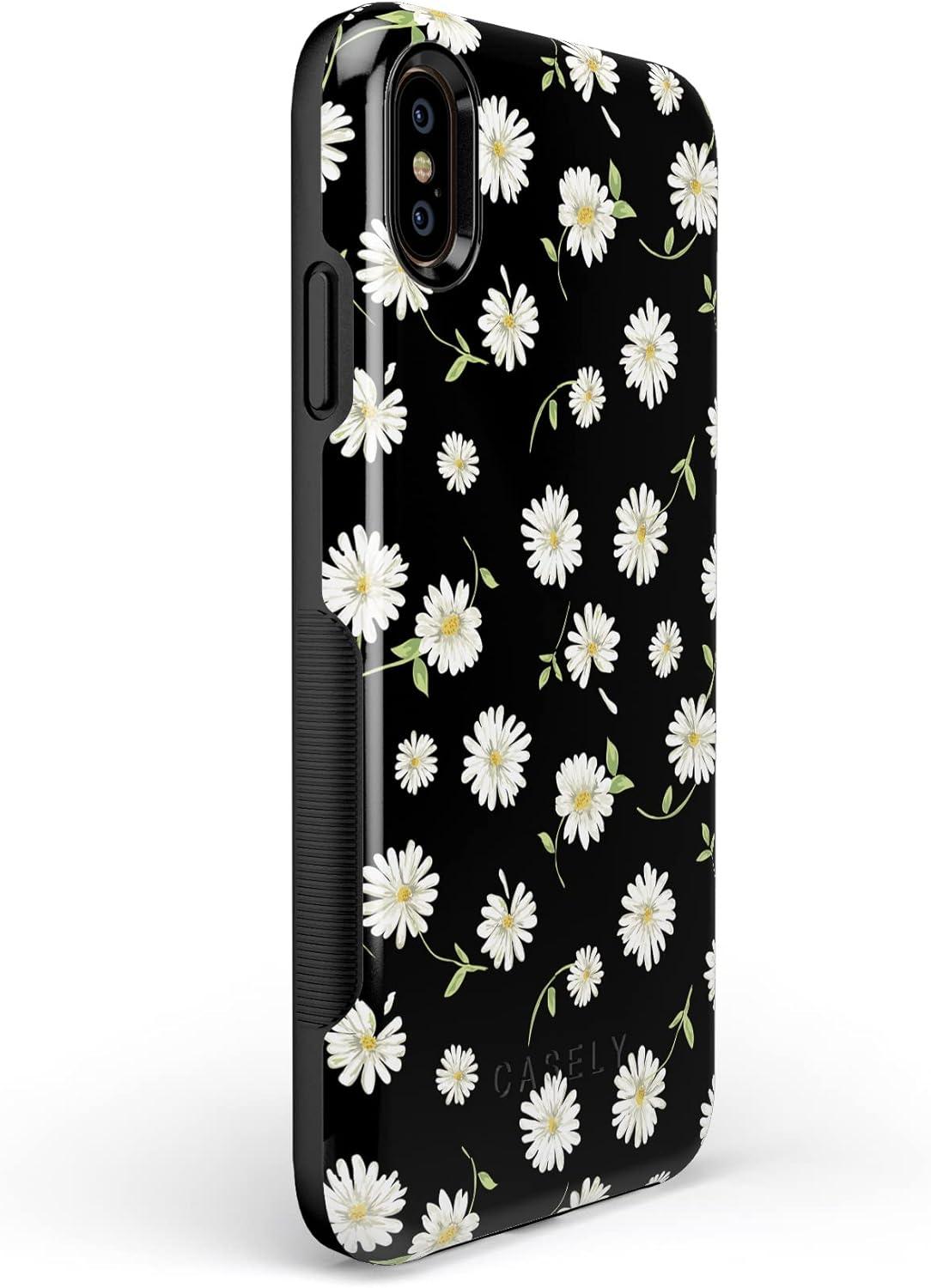 imageCasely iPhone Xs Max Case  Purple Taupe on Nude  Bold Protective DesignDaisy Daydream Black Floral