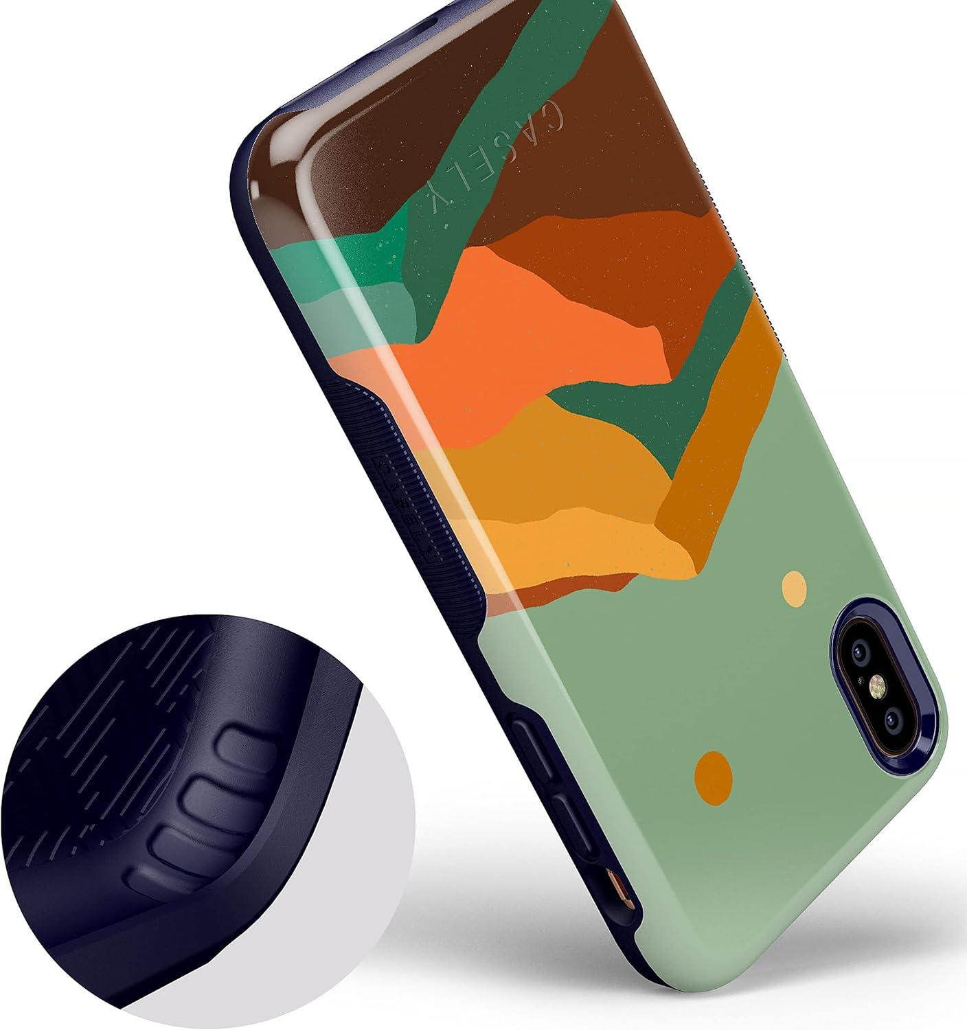 imageCasely iPhone Xs Max Case  Purple Taupe on Nude  Bold Protective DesignEndless Peaks  Colorblock Mountain