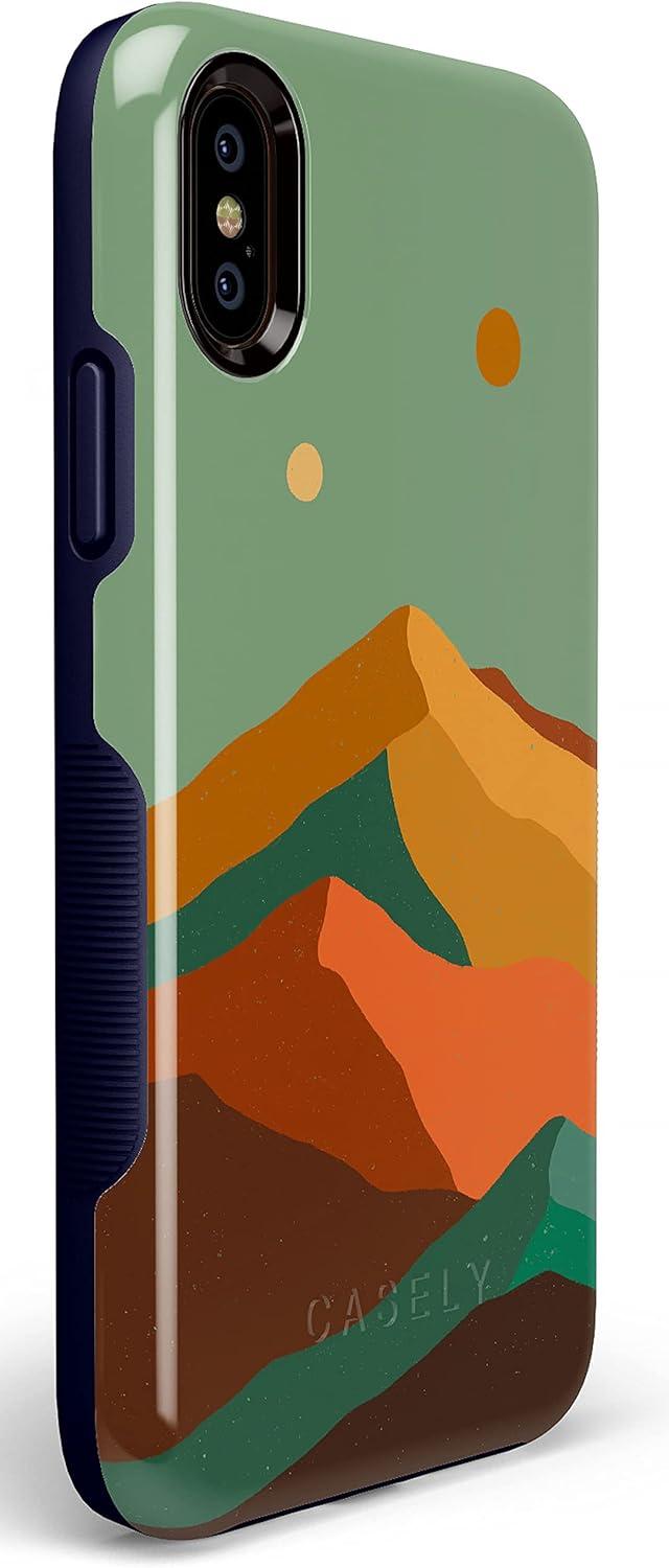 imageCasely iPhone Xs Max Case  Purple Taupe on Nude  Bold Protective DesignEndless Peaks  Colorblock Mountain