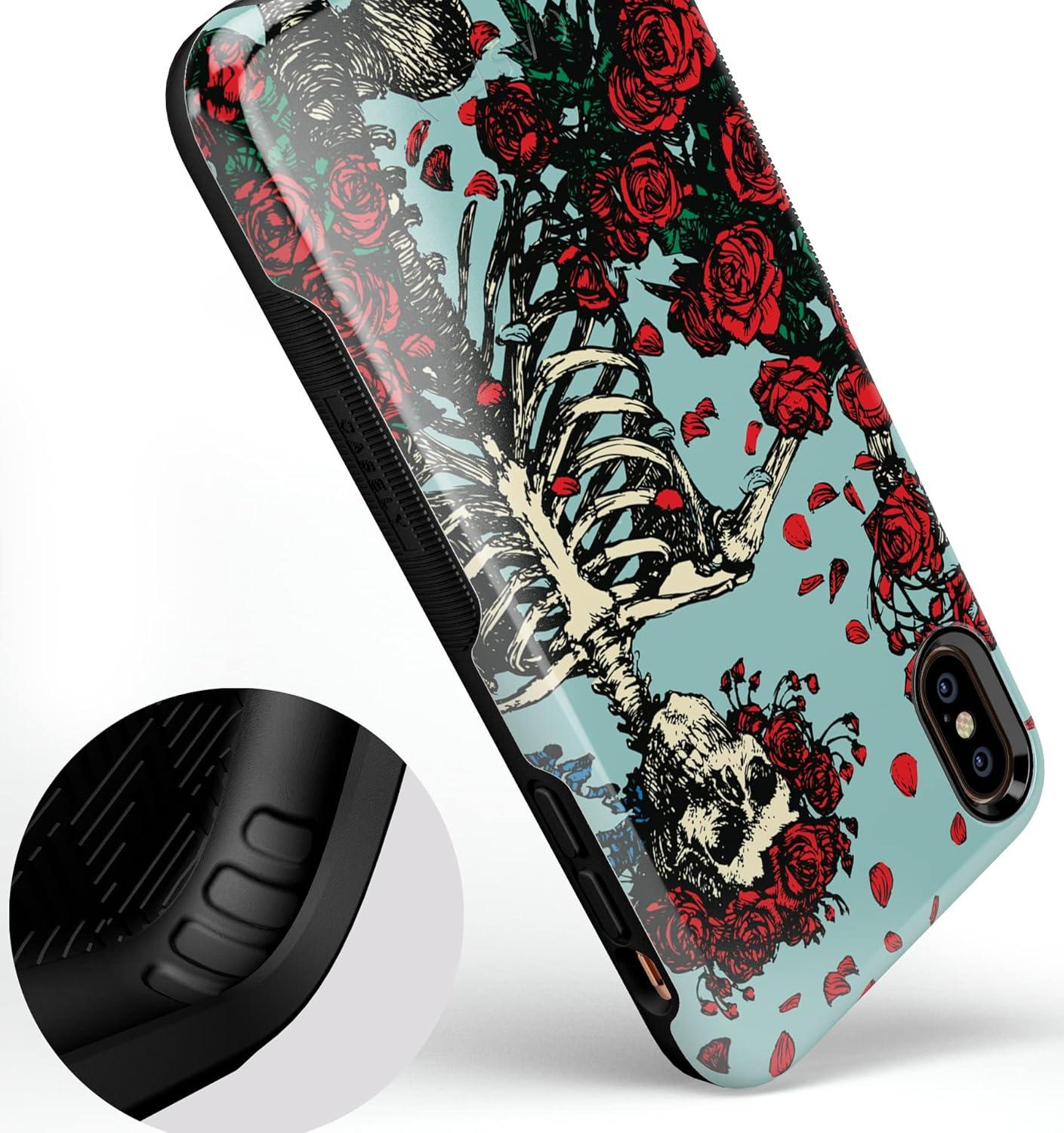 imageCasely iPhone Xs Max Case  Purple Taupe on Nude  Bold Protective DesignForever Grateful  Grateful Dead Skeleton Floral