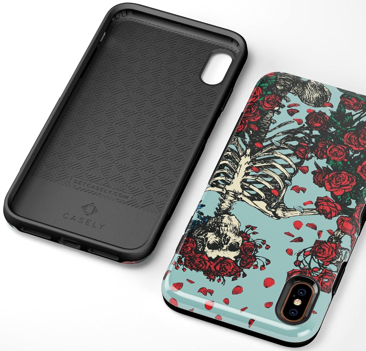 imageCasely iPhone Xs Max Case  Purple Taupe on Nude  Bold Protective DesignForever Grateful  Grateful Dead Skeleton Floral