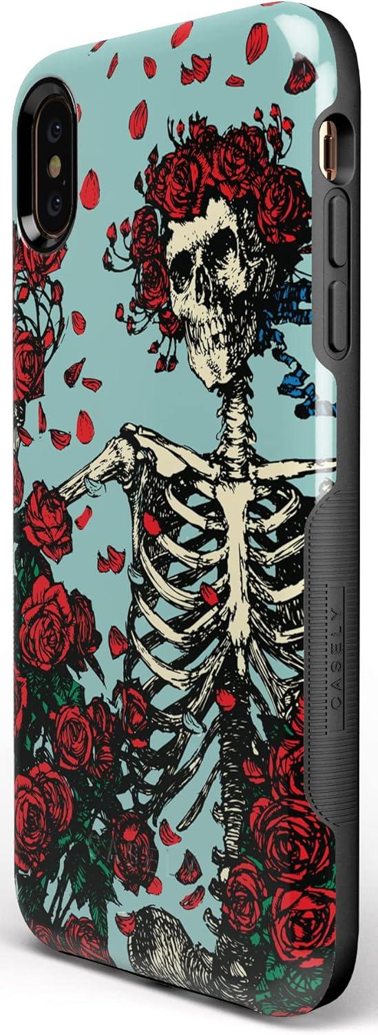 imageCasely iPhone Xs Max Case  Purple Taupe on Nude  Bold Protective DesignForever Grateful  Grateful Dead Skeleton Floral