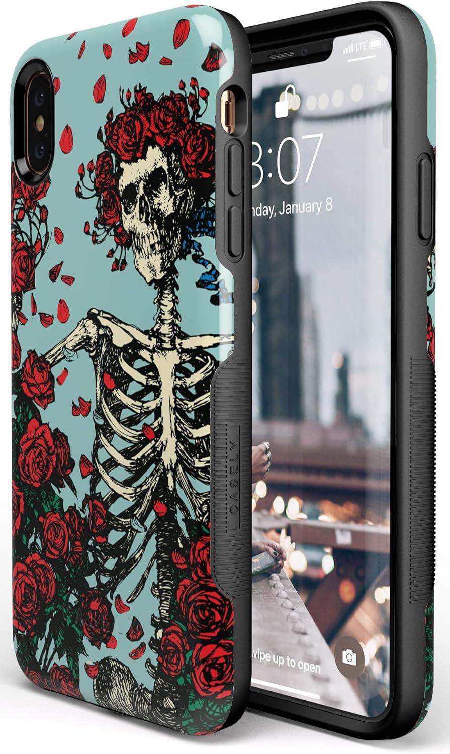 imageCasely iPhone Xs Max Case  Purple Taupe on Nude  Bold Protective DesignForever Grateful  Grateful Dead Skeleton Floral