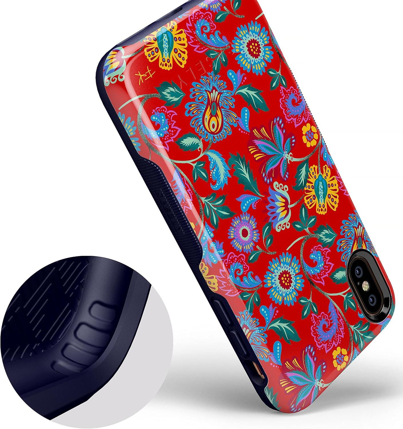 imageCasely iPhone Xs Max Case  Purple Taupe on Nude  Bold Protective DesignFrida Kahlo  Painted Flowers  Floral