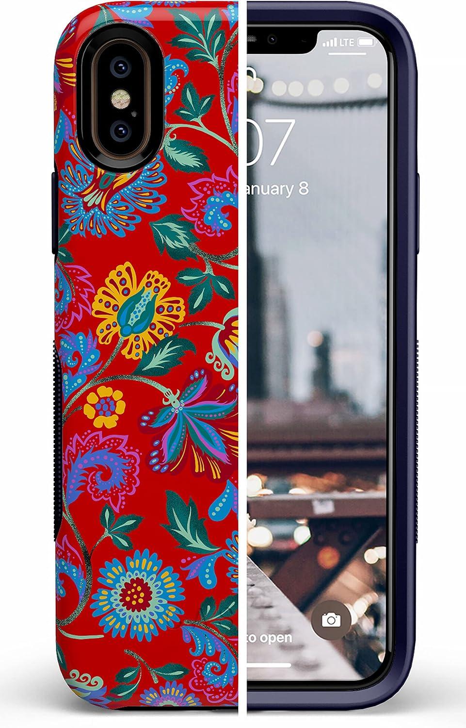 imageCasely iPhone Xs Max Case  Purple Taupe on Nude  Bold Protective DesignFrida Kahlo  Painted Flowers  Floral