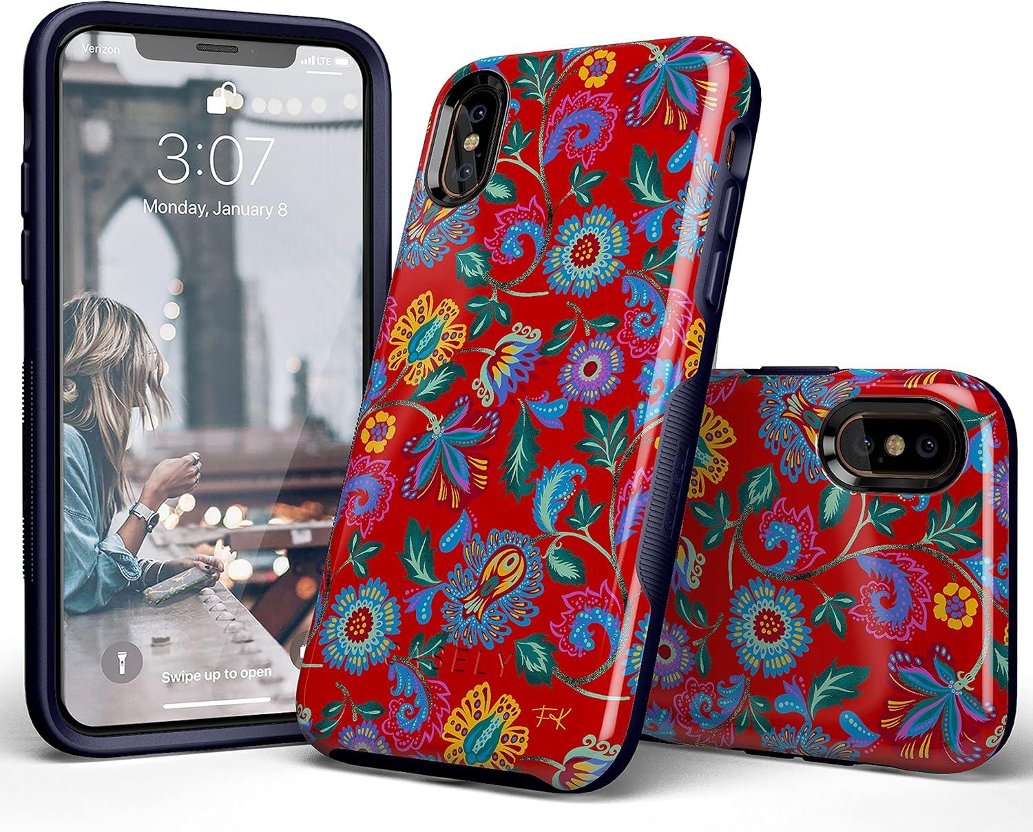 imageCasely iPhone Xs Max Case  Purple Taupe on Nude  Bold Protective DesignFrida Kahlo  Painted Flowers  Floral