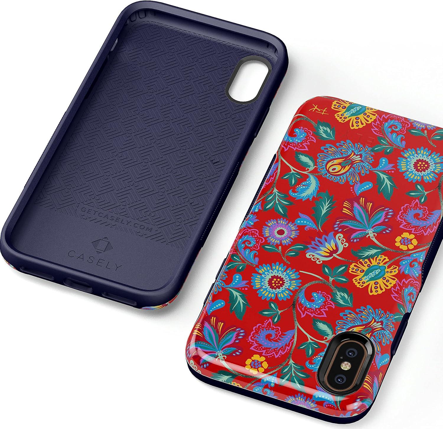 imageCasely iPhone Xs Max Case  Purple Taupe on Nude  Bold Protective DesignFrida Kahlo  Painted Flowers  Floral