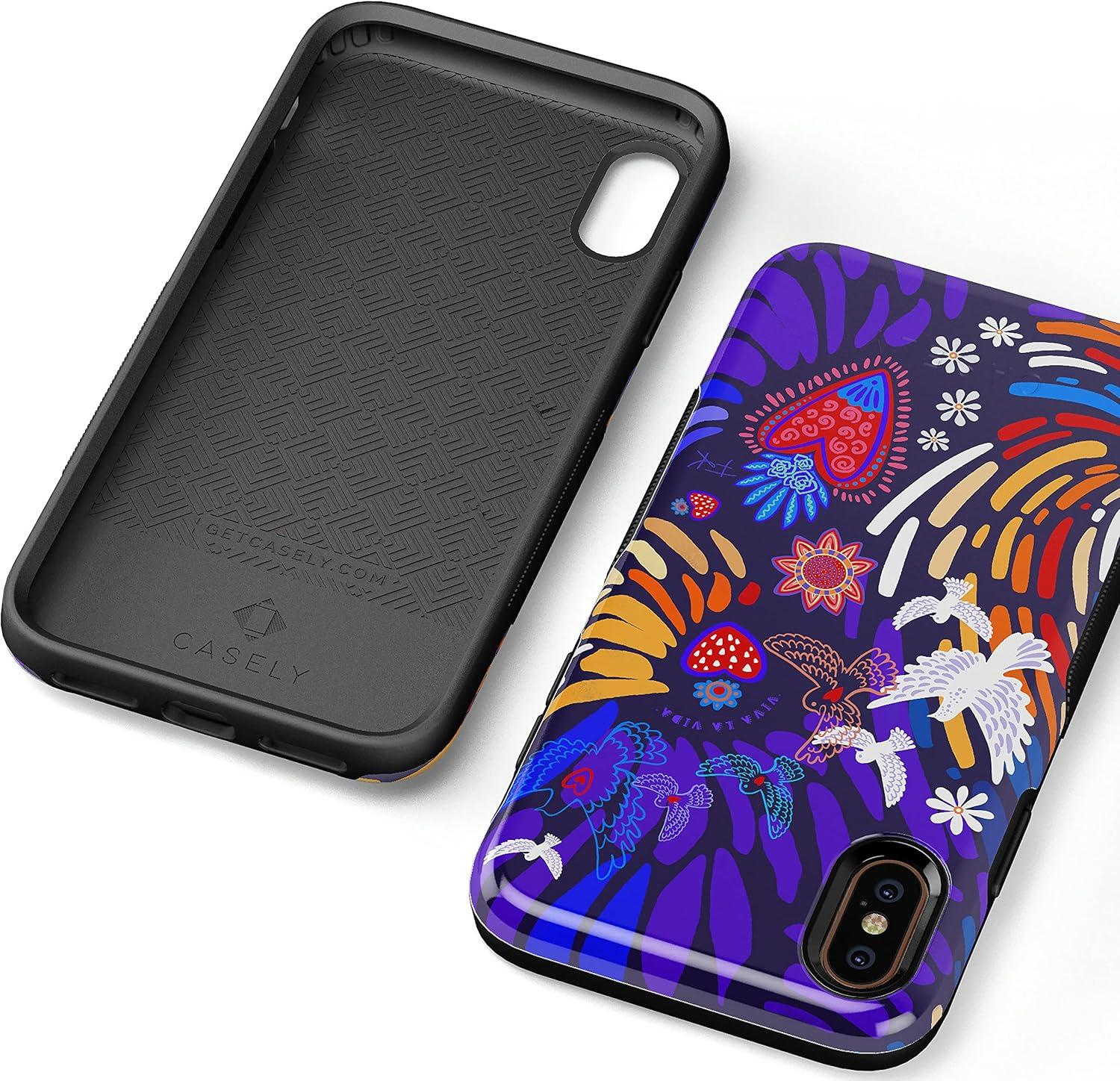imageCasely iPhone Xs Max Case  Purple Taupe on Nude  Bold Protective DesignFrida Kahlo  Viva La Vida  Floral Collage