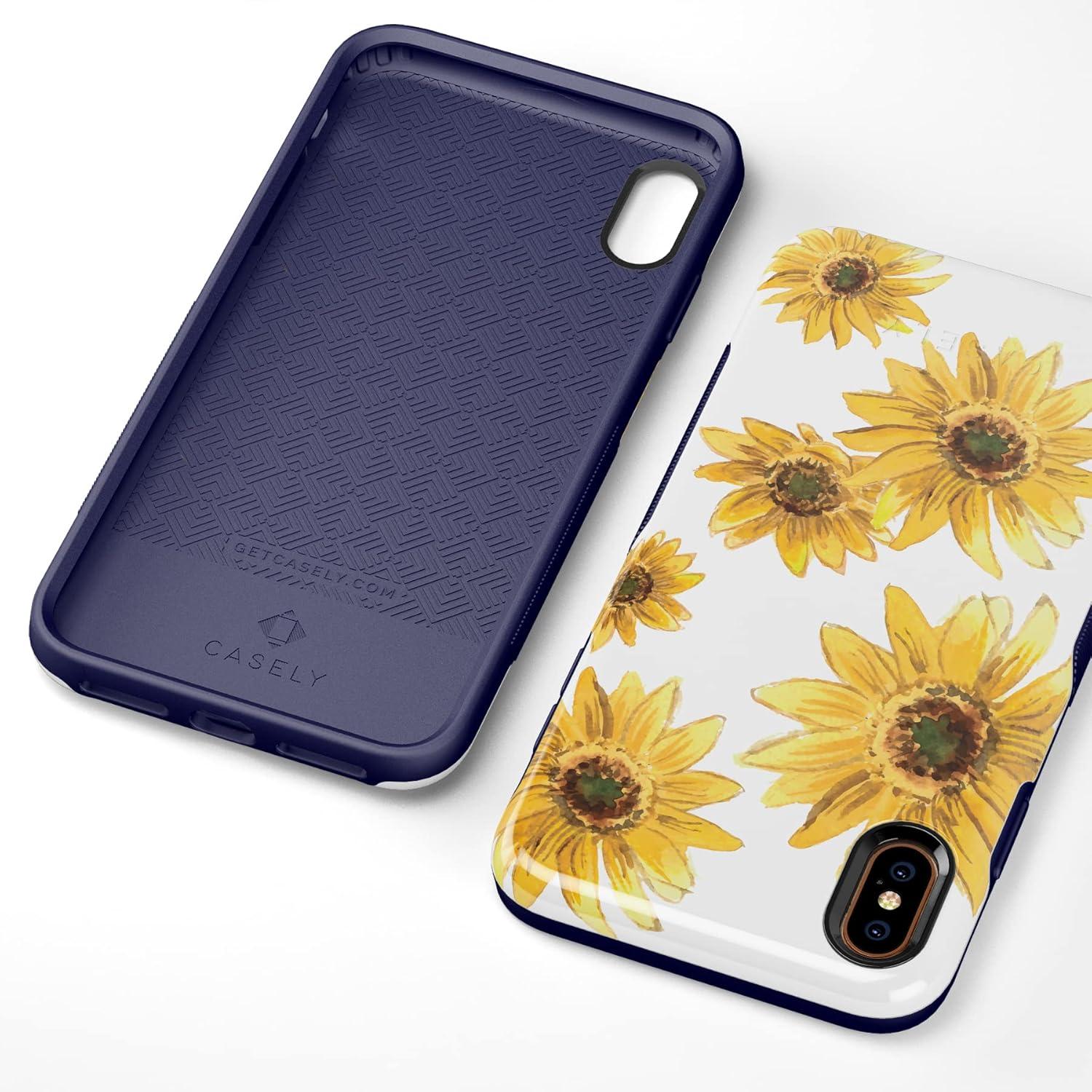 imageCasely iPhone Xs Max Case  Purple Taupe on Nude  Bold Protective DesignGolden Garden  Yellow Sunflower