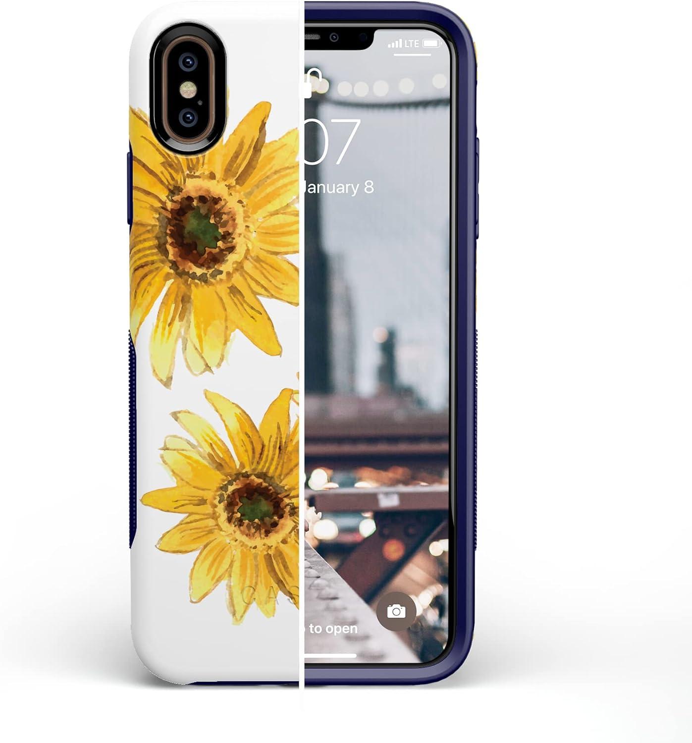 imageCasely iPhone Xs Max Case  Purple Taupe on Nude  Bold Protective DesignGolden Garden  Yellow Sunflower