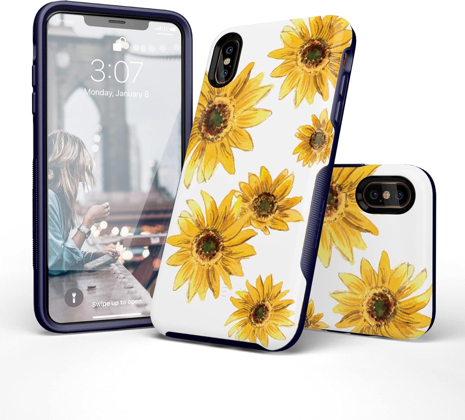imageCasely iPhone Xs Max Case  Purple Taupe on Nude  Bold Protective DesignGolden Garden  Yellow Sunflower