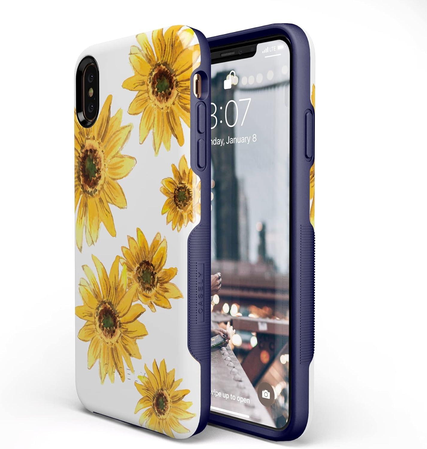 imageCasely iPhone Xs Max Case  Purple Taupe on Nude  Bold Protective DesignGolden Garden  Yellow Sunflower